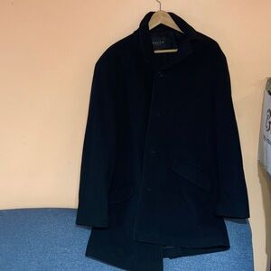 Black Wool Pea Coat by - Men's Classic Peacoat